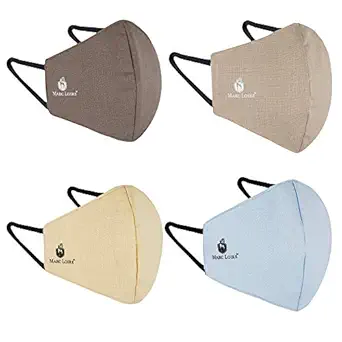 Marc Loire 100% Pure Cotton 6-Layered Super Soft Reuseable Washable Protection Cloth Face Mask (Multicolor, Without Valve, Pack of 4) for Men, Women, Unisex Adults