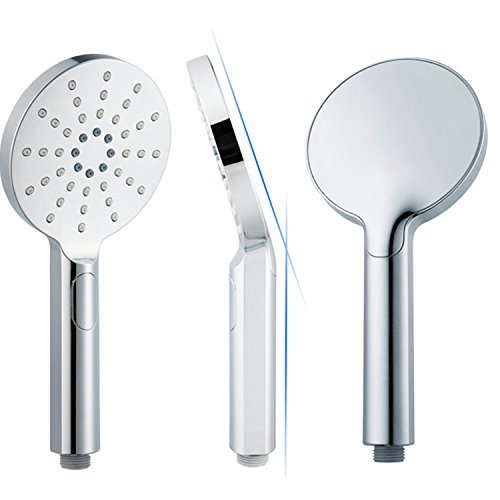 DSIKER® Wellness wasserspar Duschkopf, 3 verschiedenen Strahlfunktionen,Push-Control-Flow Control-Taste für einfache Einhandbedienung Wellnessbrause, Brausekopf, Brause, showerhead,Rainshower Regendusche Duschbrause Handbrause,3 Strahlarten,chrom - 3