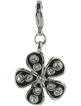 Quiges Charms Anhänger Versilbert Blumchen CZ für Bettelarmband