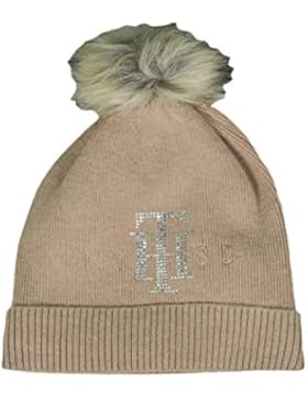 TOMMY HILFIGER Mütze Strick Strassbesatz Kunstpelz hellbraun