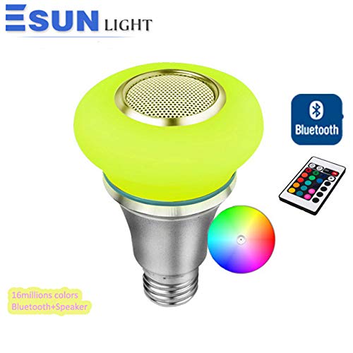 Bombilla Inteligente, Bombilla LED Inalámbrica con Bluetooth 4.0 Altavoz, Musical LED E27, luz RGB Regulable para Decoración/Lluminación/iOS/Android Smartphone