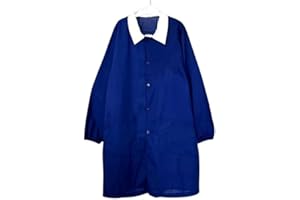 AURACASA Grembiule Bambino per Scuola Primaria Colore Blu o Bianco con Bottoni con la figura in ricamo, abbottonatura