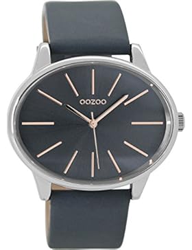 Oozoo Damenuhr mit Lederband 45 MM Blaugrau/Blaugrau C9158