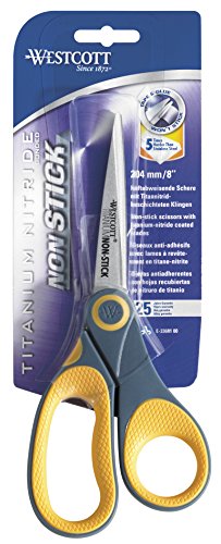 Westcott E-33681 00 Titan Nitrid Non Stick Softgrip Schere, grau / gelb, 25 cm - 2