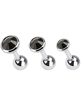 KULTPIERCING 3er Set Helix Tragus Cristal Ear - Schwarz