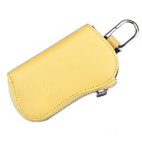Preisvergleich Produktbild Jia Qing Männer Leder Großkapazität Multifunktions Damen Soft Schlüsselanhänger Schlüsseltasche Kupplung,Yellow-OneSize