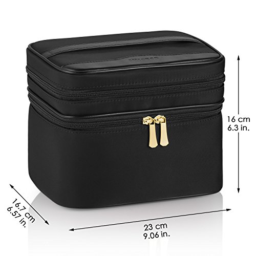 CHICECO Groß Nylon Pinseltasche Kosmetiktasche Reise Kulturtasche nit Burgunderfarbenes Futter – 23 x 16 x 16.7 cm - 3