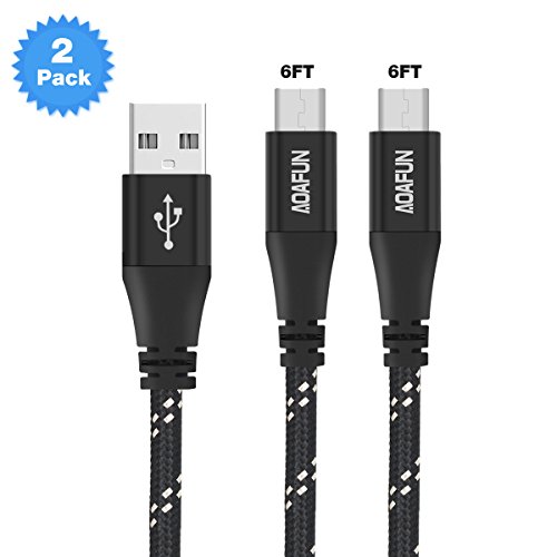 AOAFUN Micro USB Kabel 2er Pack 2M, Premium Nylon geflochtene Micro USB Ultra Durable 2.4 A High Speed Fast Ladegerät Kabel für Samsung S7, Google Nexus 6, Huawei, PS4, Xbox.(chwarz)