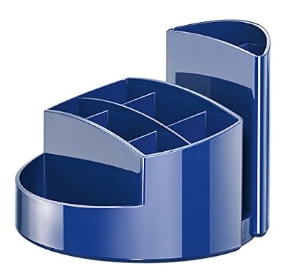 HAN 17460-14- Pot à crayons RONDO- élégant- haute brillance- qualité Premium- avec 9 cases- bleu