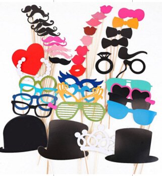 44Tlg. Hochzeit Party Foto Verkleidung Partymitbringsel Brille Photo Booth Props