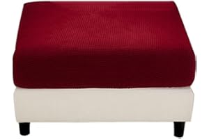 MIECOAE Stool Covers Square Rectangular Footstool Cover Stretch Ottoman Cover, Thicker Stretch Pouffe Cover Foot Stool Jacquard Velvet Slipcovers With Elastic Bottom, Machine Washable (Color : #12, Size : 4