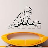 Tianpengyuanshuai Stickers muraux de Natation Vinyle Artiste intérieur décoration de la Maison Sports Nautiques Stickers de plongée Piscine Amovible 64x42cm