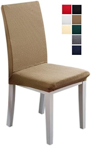 Inroy Chair Slipcovers Washable Stretchy Universal knitting Chair Cover (4PCS, Coffee)