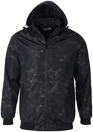 Sepbear Mens Camouflage Casual Hooded Jacket Slim Fit Windbreaker Outwear