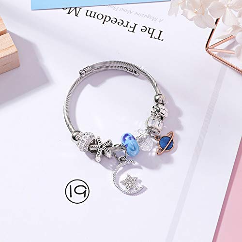 Preisvergleich Produktbild Armband,Natürliches Blaues Kristallgroßloch Bördelte, Kreatives Ethnisches Windarmband Des Retro- Kristallarmbandes Des Planet Hängenden Justierbaren Armbandes, Personifizierte Kleidungszusätze