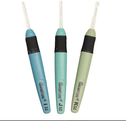 3Pc Led Light Up Crochet Lite Plastic Crochet Hook knitting needles sewing Tools