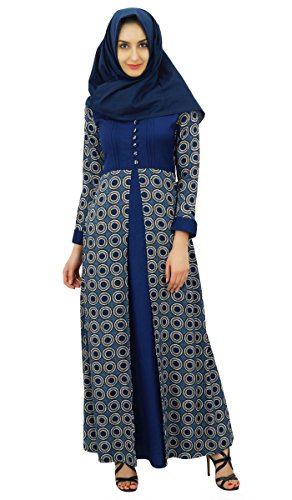 Bimba Femmes Musulman Abaya Maxi Robe imprimé Jilbab avec Hijab