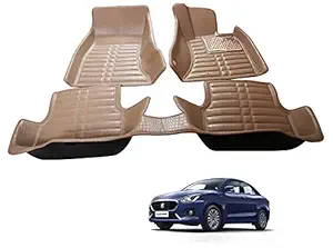 AYW (ALL YOU WANT) 5D Nylon, Plastic & Rubber Passenger Car Mat for Maruti Suzuki DZIRE Beige Color Model Year : 2017-2021