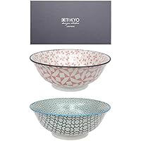 Tokyo Design Studio, Geometric Eclectic, 2 Cuencos Set, de 2 piezas, diámetro 20,5 cm, porcelana de Japón