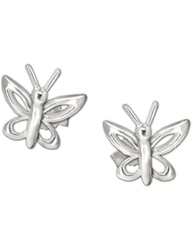 CLEVER SCHMUCK Silberne Ohrstecker Schmetterling 10 x 8 mm glänzend, Flügel offen STERLING SILBER 925