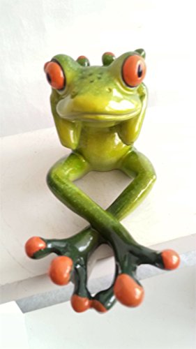 Yoga Frosch sitzend, hellgrün, 11 cm aus Kunststein, Gartendeko - 4