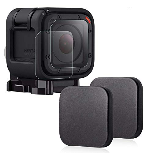 Protector de lente para GoPro Hero 4 Session 5 Session,Hapurs Cubierta de la lente de la cámara (2 piezas) y Protector de cristal de la lente (2 piezas) para GoPro Hero 4 Session 5 Session