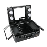 maletin para maquillaje profesional con luz ♥ ALTA CALIDA: Esta maleta de maquillaje está hecha de aluminio de buena calidad, le da un toque suave y agradable. Las cuatro esquinas están reforzadas con aleación de aluminio para reducir el desgaste, lo que hace que la maleta de maquillaje sea más robusta.
