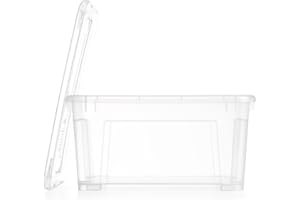 IKEA Samla Aufbewahrungsbox mit Deckel – 5L mit Deckel, Stapelboxen transparent – Robuste Boxen Aufbewahrung – Große Aufbewahrungsboxen für Haushalt & Keller - BxTxH: 28x19x14 cm
