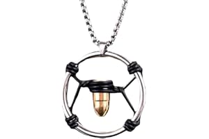 Pidak Cyber World Hero Protagonist V-Bullet Necklace - Bullet - Pendant Diameter 3.7 cm Chain 60 cm - Cosplay