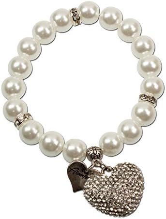 Stylish Bracelet with Pearls Alpenflüstern - Strassherzerl Jewellery Set (White), Exclusive Gift for Christmas