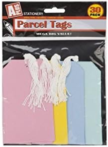 30 Tie On Parcel Luggage Tags Gift Card Label Parcel Kraft Strings Scallop. (1 Pack of 30)