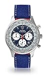 DETOMASO Firenze XXL Herren-Armbanduhr Chronograph Analog Quarz Silbernes Edelstahl-Gehäuse Blaues Zifferblatt (Leder - Blau (Naht: Sand))