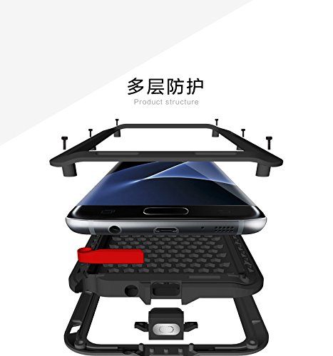 Love Mei Powerful - Carcasa s  per protectora anti-shock con Gorilla Glass para Samsung Galaxy S7 Edge - Negro