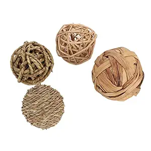 4Pcs Natural Durable Small Animal Activity Toy, Safe Pets Chew Balls, Interesting Solid for Bunny Rabbits Guinea Pigs Gerbils Grey Improve Dental Health Home