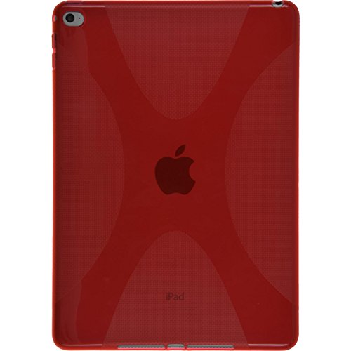 PhoneNatic Case für Apple iPad Air 2 Hülle Silikon rot X-Style Cover iPad Air 2 Tasche + 2 Schutzfolien - 3