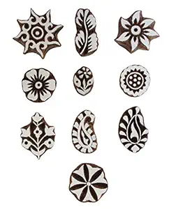 ANHANDICRAFTS Wooden Hand-Carved Printing Stamp Block (1 to 1.5 inch) -Set of 10