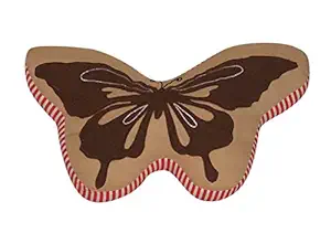 Oscar Home Shaped Pillow Butterfly Shape Applique Embroidered Pillow Soft Toy - Dimension: 15x9x2 Inches Fruit Plush Toy - Stuffed Pillow Material: Cotton, Poly-Fiber Filling Cushion-Brown