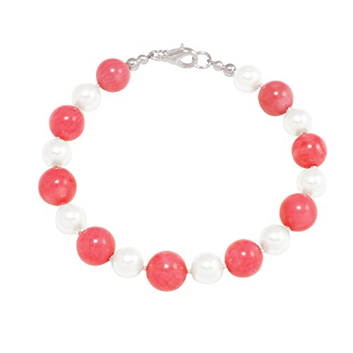 Eternal CollectionDuet Coral and Shell Pearl Silver Tone Bracelet