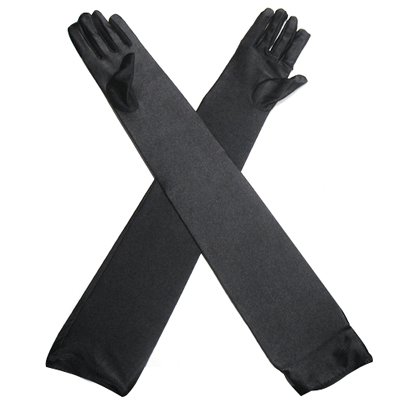Preisvergleich Produktbild TRIXES Lange Gothic-Handschuhe Ellenbogen-Handschuhe in Schwarz für elegante Abendkleider der 20er