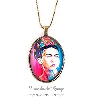 Cabochon Anhänger Halskette, Frida Kahlo, Mexiko, böhmischen Chic, Zigeuner, mehrfarbig,