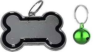 PSK PET MART 4 Colors Bone Shape Dog Cat Id Tags Cat Puppy Name Tag Free Bell Gift: Colour May Vary