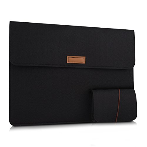 kwmobile Laptoptasche Filz Sleeve für 12,5″ 13″ 13,3″ Laptop / Ultrabook – Notebook Tasche Schutzhülle Laptop Case Hülle in Schwarz mit Innentaschen Innenmaße: ca. 36,5 x 27,0 cm - 5