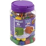 Miniland 31752 - Bote con asa 100 piezas figuras geométricas y cuerdas, 25 mm