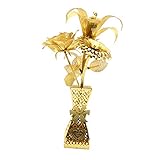 Modelo de Metal 3D Kit - Modelo de Flores Románticas sin ensamblar (2 hojas, más de 36 piezas) empaquetado en un sobre de regalo con instrucciones fáciles de seguir.