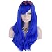 DAOTS 28" Wig Halloween Wig Long Heat Resistant Big Wavy Hair Women Cosplay Wig(Blue )