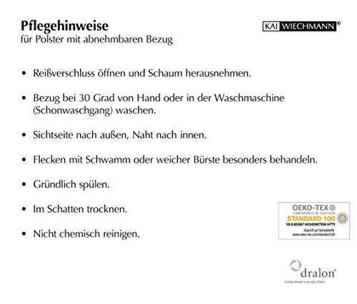 2 x Stuhlauflage aus lichtechtem Dralon – 50 x 45cm, anthrazit grau ✓ Waschbar ✓ Hoher Sitzkomfort ✓ Öko-Tex 100 | Stuhl-Kissen, Gartenstuhl-Auflage mit Bändern | Outdoor Sitzpolster für Garten-Stühle | Sitzkissen für Gartenmöbel mit Schleife - 3