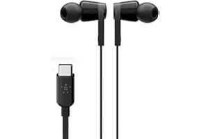 Belkin Słuchawki przewodowe douszne SoundForm ze złączem USB-C, słuchawki douszne z mikrofonem do iPada Mini, Pro, Air, Galaxy, Androida i innych urządzeń ze złączem USB-C (słuchawki USB-C) – czarne