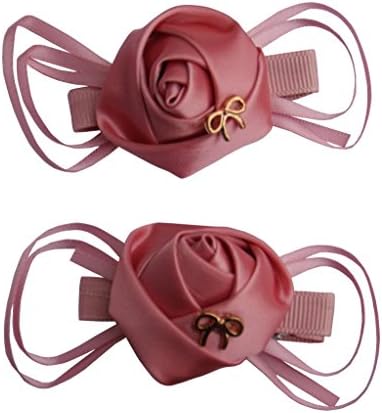 Jessidress Communion Flowers Girls Dresses Hair Flowers Ribbon Grosgrain Hairclips Barrette Pastel Pink