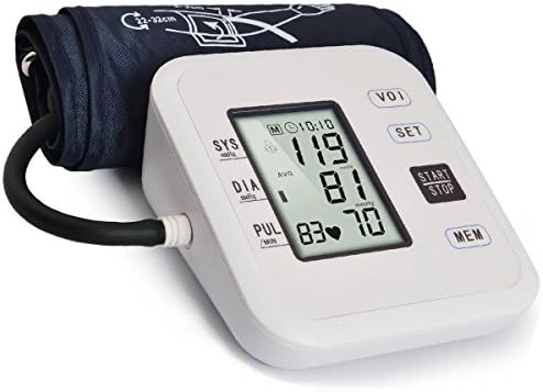 Digital Upper Arm Blood Pressure Monitor Cuff Adjustable BP Automatic Measurement,Heart Beat Detect,Dual User Mode,With WHO Indicator (White)