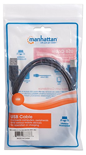 MANHATTAN Hi-Speed USB 2.0 Anschlusskabel Typ A Stecker / Typ B Stecker schwarz 1,8 m Uebertragungsraten bis zu 480 Mbit/s - 5
